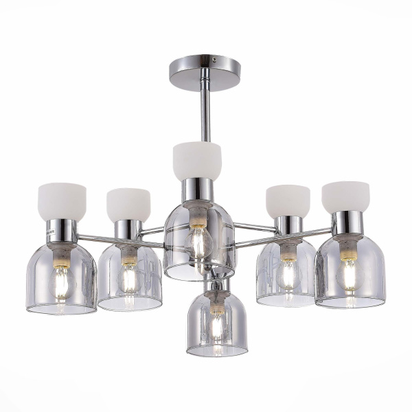 Evoluce SLE1045-102-06 Люстра потолочная Хром/Белый,  Дымчатый E14 6*40W