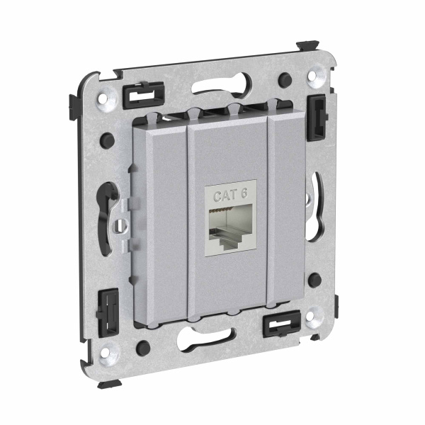 Купить DKC Компьютерная розетка RJ-45 без шторки в стену, кат.6 одинарная экранированная, "Avanti", "Закаленная сталь"