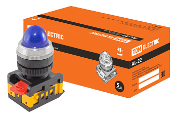 TDM Лампа AL-22 сигнальная d22мм синий неон/230В цилиндр SQ0702-0036