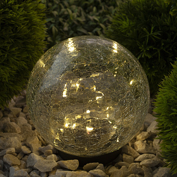 ЭРА ERASF012-24 Садовый светильник Шар на солнечной батарее, 15 LED 15 cм