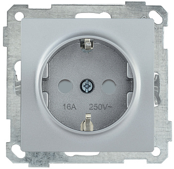 IEK РС14-1-0-Б Розетка с з/к с з/ш 16А BOLERO серебряный ERB14-K23-16