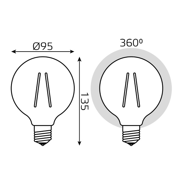 Купить Gauss Лампа Filament G95 8W 740lm 2400К Е27 golden LED 105802008