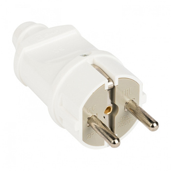 EKF PROxima Вилка прямая с/з бел. 16А 250В