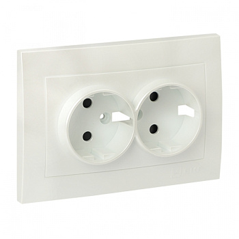 EKF PROxima Валенсия лицевая панель розетки 2-местной с/з 16А жемчуг с защ. штор.