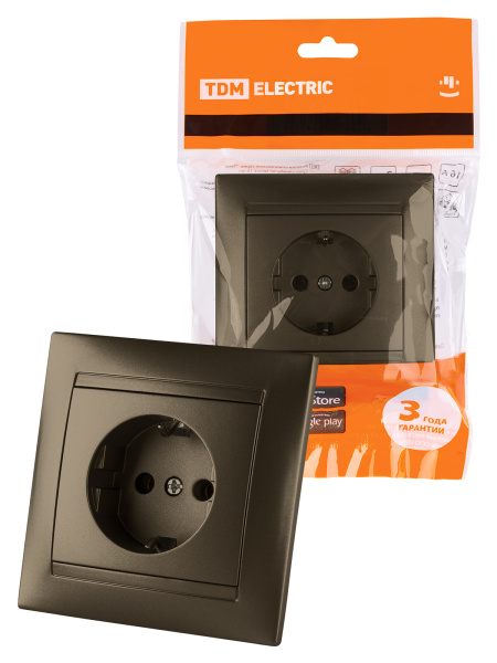 TDM Розетка 2П+З 16А 250В  бронза "Лама" SQ1815-0723
