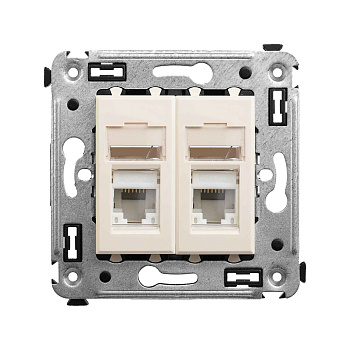 DKC Компьютерная розетка RJ-45 в стену, кат.6 двойная,"Avanti", "Ванильная дымка"