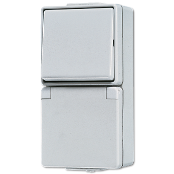 JUNG Штепсельная розетка SCHUKO для накладного монтажа с универсальным выключателем IP44 676W