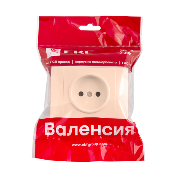 Купить EKF PROxima Валенсия розетка 1-местная б/з 10А кремовая с защ. штор.