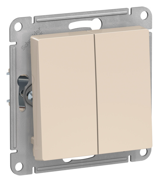 Купить Systeme Electric AtlasDesign Беж Выключатель 2-клавишный сх.5, 10АХ, механизм