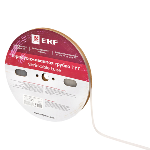 Купить EKF Термоусаживаемая трубка ТУТ 10/5 прозрачная рулон