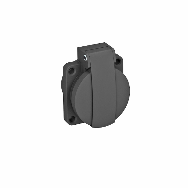 OBO BETTERMANN  Розетка силовая 0° с крышкой, IP44, 16А, 250В (для блока питания VH 50x61 мм) черная 6109873