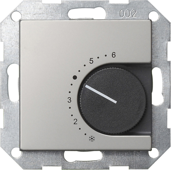 Gira S-55 Сталь Терморегулятор с размыкающим контактом 0390600