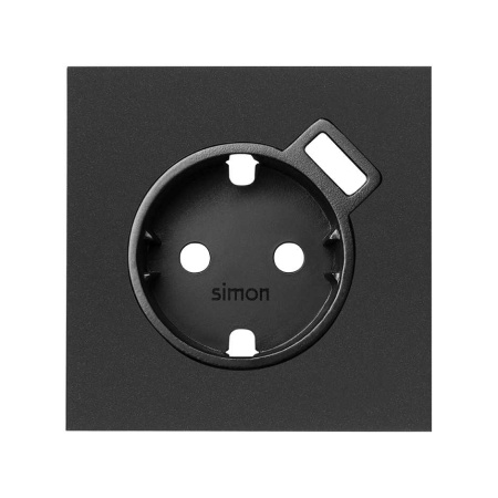 Simon 100 Черный матовый Накладка розетки Schuko с з/у USB SmartCharge 10000049-238