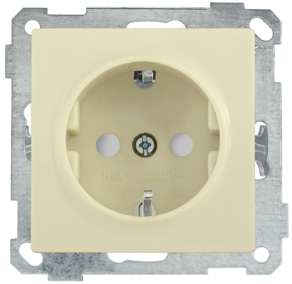 IEK РС14-1-0-Б Розетка с з/к с з/ш 16А BOLERO кремовый ERB14-K33-16