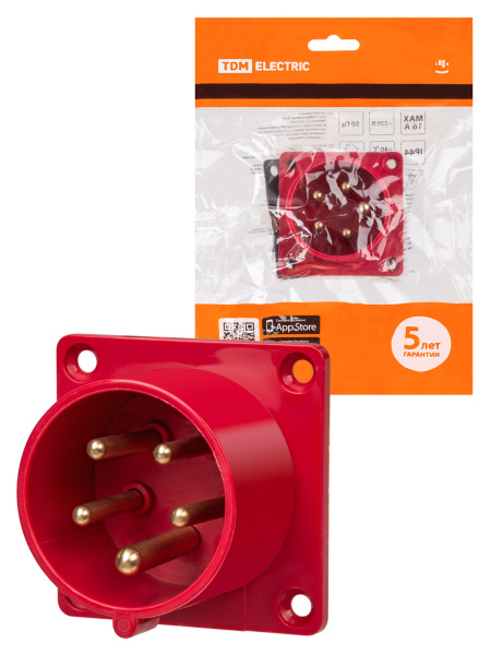 TDM Вилка 615 скрытая 3Р+РЕ+N 16А 380В IP44 SQ0607-0003