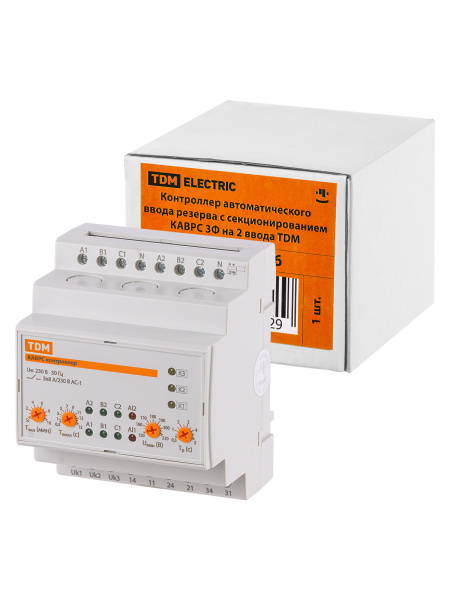 TDM Контроллер автоматического ввода резерва с секционированием КАВРС 3Ф 230В АС на 2 ввода SQ0743-0096