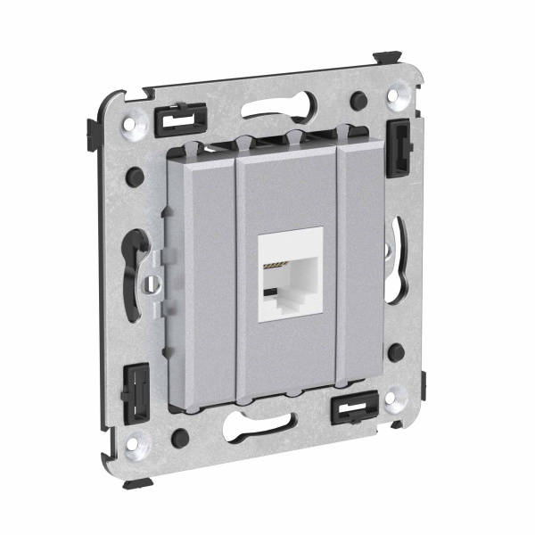 Купить DKC Телефонная розетка RJ-12 без шторки в стену одинарная, "Avanti", "Закаленная сталь"