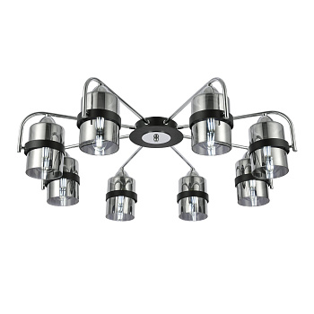 Evoluce SLE102002-08 Светильник потолочный Черный, Хром/Дымчатый E27 8*40W