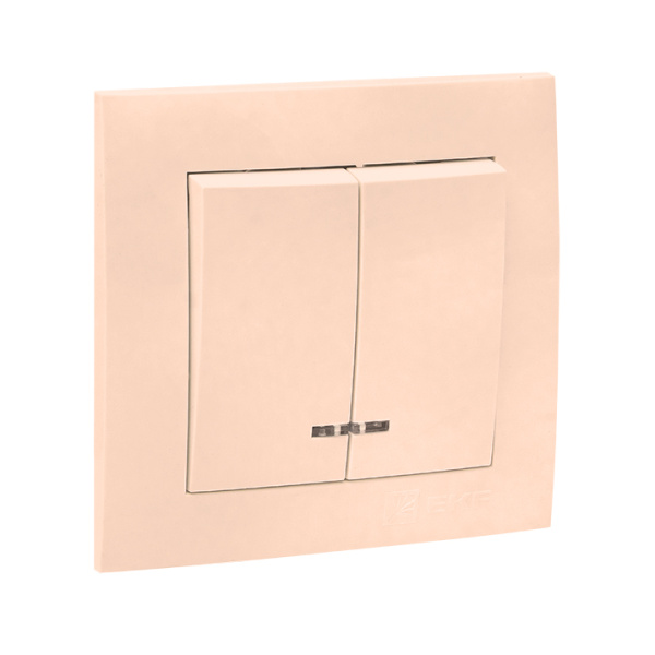 Купить EKF PROxima Валенсия выключатель 2-кл. 10А кремовый с индикатором