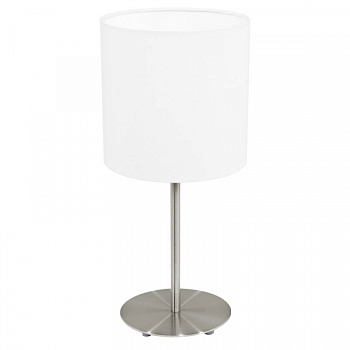 Eglo Лампа настольная PASTERI, 1х60W (E27), Ø180, H400, никель матовый/текстиль, белый 31594