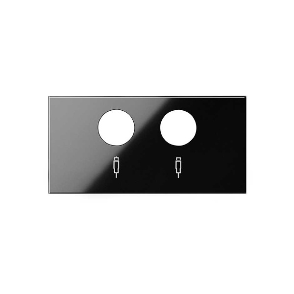 Simon 100 Черный глянец Накладка розетки R-TV+SAT 10000053-138