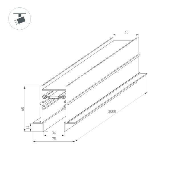 Купить Arlight Трек встраиваемый MAG-TRACK-4560-FDW-3000 (BK) (IP20 Металл, 3 года) 034680