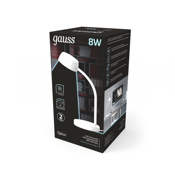Купить Gauss Светильник настольный Qplus модель GTL601 8W 600lm 4000K 170-265V белый диммируемый LED 1/8 GT6011