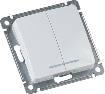 Hegel Мастер внутр Белый ВС10-452 Выключатель 2-клавишный, с индикацией, механизм