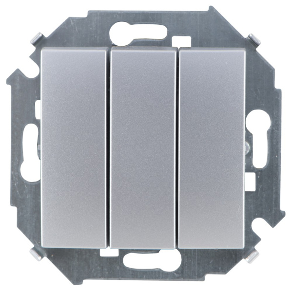 Simon 15 Алюминий Выключатель 3-клавишный, 10А, 250В, винт.зажим 1591391-033