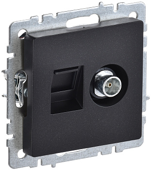 IEK BRITE BASE Черный Розетка двойная TV+RJ45 кат.5E РТВ/РК12-БрЧ