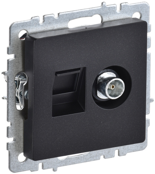 IEK BRITE BASE Черный Розетка двойная TV+RJ45 кат.5E РТВ/РК12-БрЧ