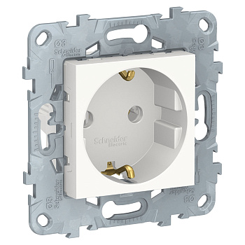 SE Unica New Бел Розетка с/з без шторок, винт. зажим, 16А, 250В NU503618