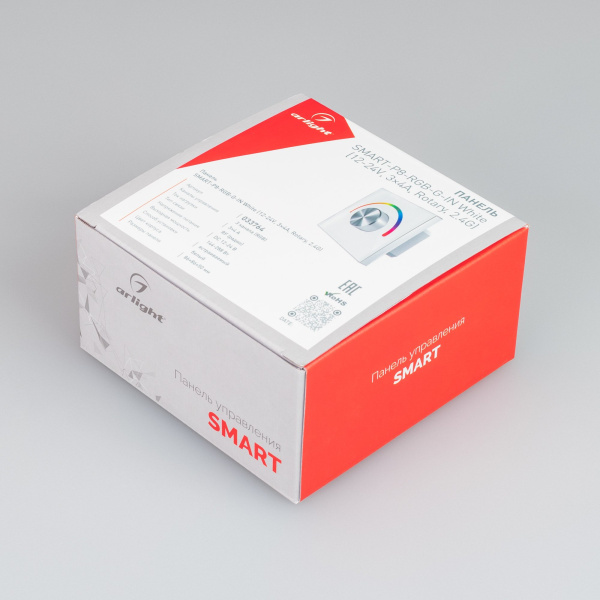 Купить Arlight Панель SMART-P8-RGB-G-IN White (12-24V, 3x4A, Rotary, 2.4G) (IP20 Пластик, 5 лет) 033764