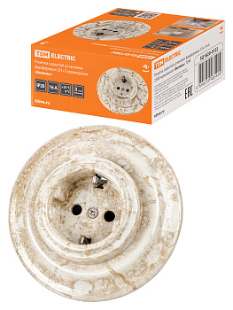 TDM Розетка скрытой установки фарфоровая 2П+З 16А 250В мраморная «Болонь» SQ1820-0122