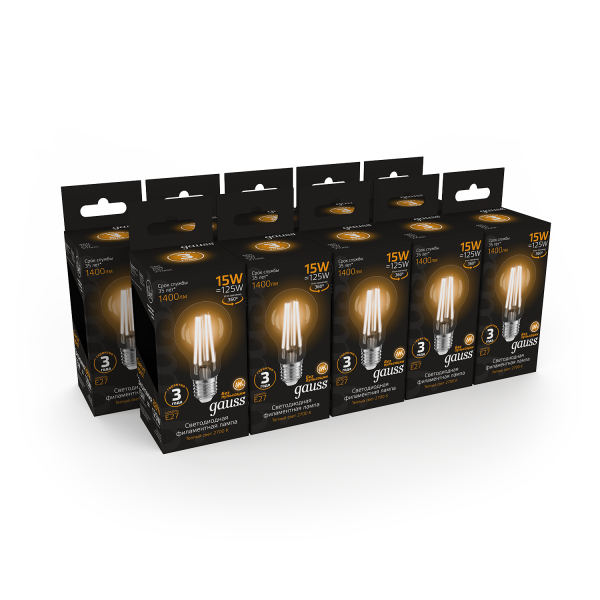 Купить Gauss Лампа Filament А60 15W 1400lm 2700К Е27 LED 102902115