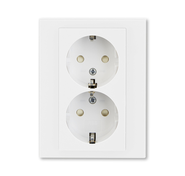 ABB EPJ Levit белый / белый Розетка двойная с заземл, со шторками 2CHH223457C6003