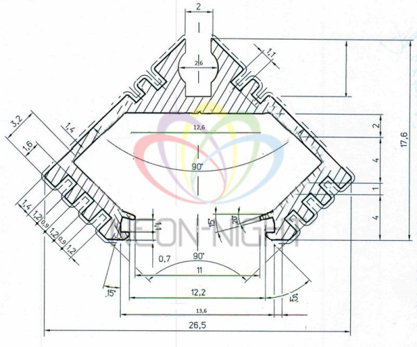 Купить Алюминиевый анодированный профиль врезной уголовой (3м) Подходит для линеек шириной 8 и 10мм 146-001