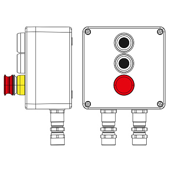 DKC Взрывозащищенный пост управления из полиэстера CPE-P-05-(2xP1B(11)-1xP3E(11))-2xKA2MHK(C)1Ex d e IIC Т5 Gb / Ex tb IIIC T95°C Db IP66/КЗ