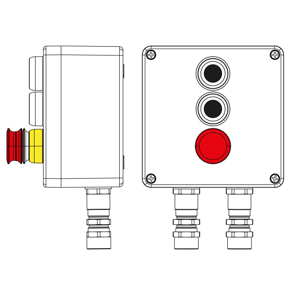DKC Взрывозащищенный пост управления из полиэстера CPE-P-05-(2xP1B(11)-1xP3E(11))-2xKA2MHK(C)1Ex d e IIC Т5 Gb / Ex tb IIIC T95°C Db IP66/КЗ