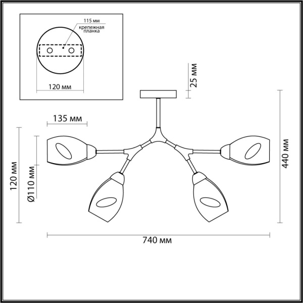 Купить Lumion 4563/4C MODERNI LN21 черный, золотой Люстра потолочная E14 4*40W 220V FAWN