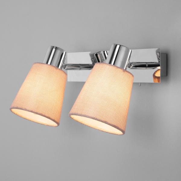 Eurosvet Настенный светильник с выключателем 20080/2 хром/бежевый a043750