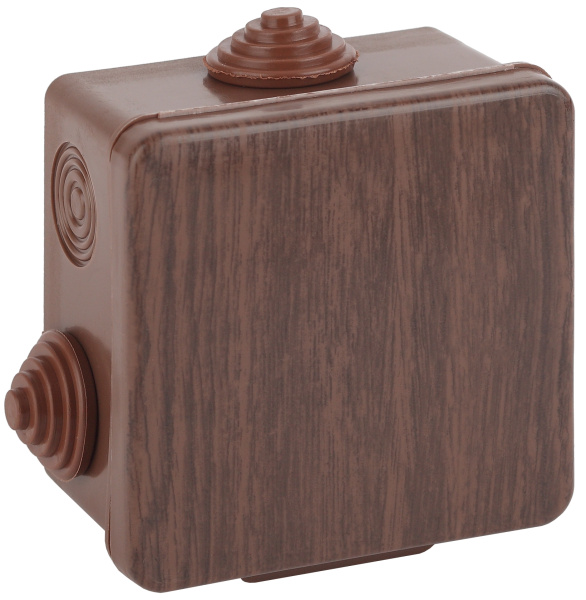 ЭРА KOR-65-65-50-4g-O Коробка распаячная открытой установки КОР (дуб) 65х65х50мм с гермовводами 4 вх. IP54