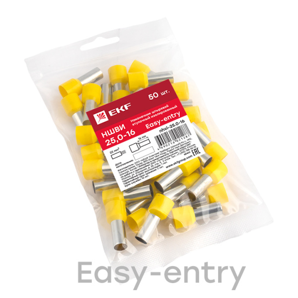 Купить EKF PROxima Наконечник штыревой втулочный изолированный НШвИ 25,0-16 (50шт.)