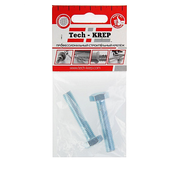 Tech-Krep Болт DIN933 с шестигранной головкой оцинк. М10х50 (2 шт) - пакет 102978
