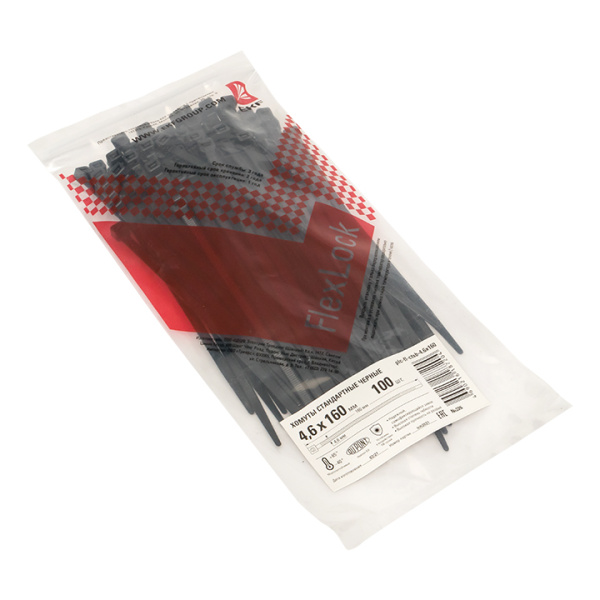 Купить EKF PROxima Хомут P6.6 стандартный (ч), 4.6x160 (100шт) FlexLock