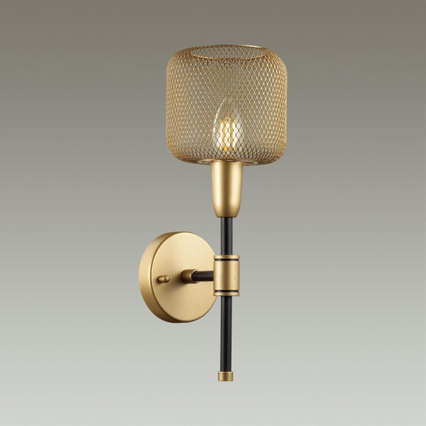 Купить Odeon Light 4975/1W LOFT ODL22 475 черный/мат.золотой/металл.сетка Бра E14 1*40W LECOLA