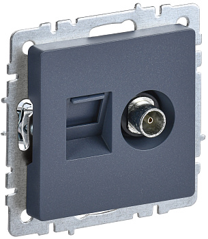 IEK BRITE BASE Маренго Розетка двойная TV+RJ45 кат.5E РТВ/РК12-БрМ