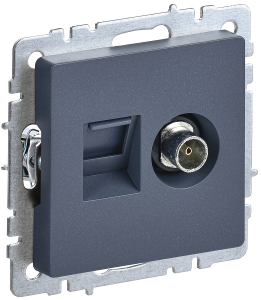 IEK BRITE BASE Маренго Розетка двойная TV+RJ45 кат.5E РТВ/РК12-БрМ