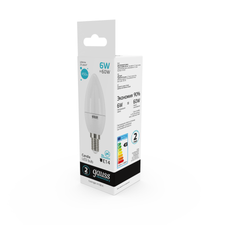 Купить Gauss Лампа Elementary Свеча 6W 450lm 4100K Е14 LED 33126