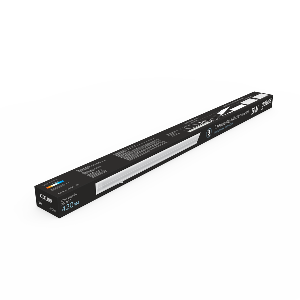 Купить Gauss Светильник TL линейный 5W 420lm 4000K IP20 312х22х37 (к.п. 1м, Коннект2шт, креп 1шт) LED 5 130511205